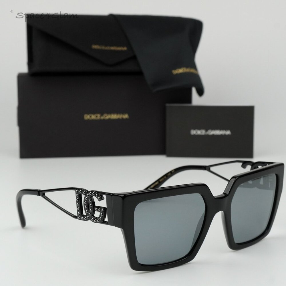 BRAND NEW D&G DG4446B 501/6G Black Gray Mirrored Black Square Women Sunglasses